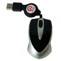 Shintaro Mini Optical Mouse w/ retractable cable for Laptop / Notebook users