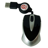 Shintaro Mini Optical Mouse w/ retractable cable for Laptop / Notebook users