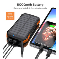 Choetech B659 10,000mAh Solar Power Bank With Wireless Charging + USB-A x 2 + LED Flashlight